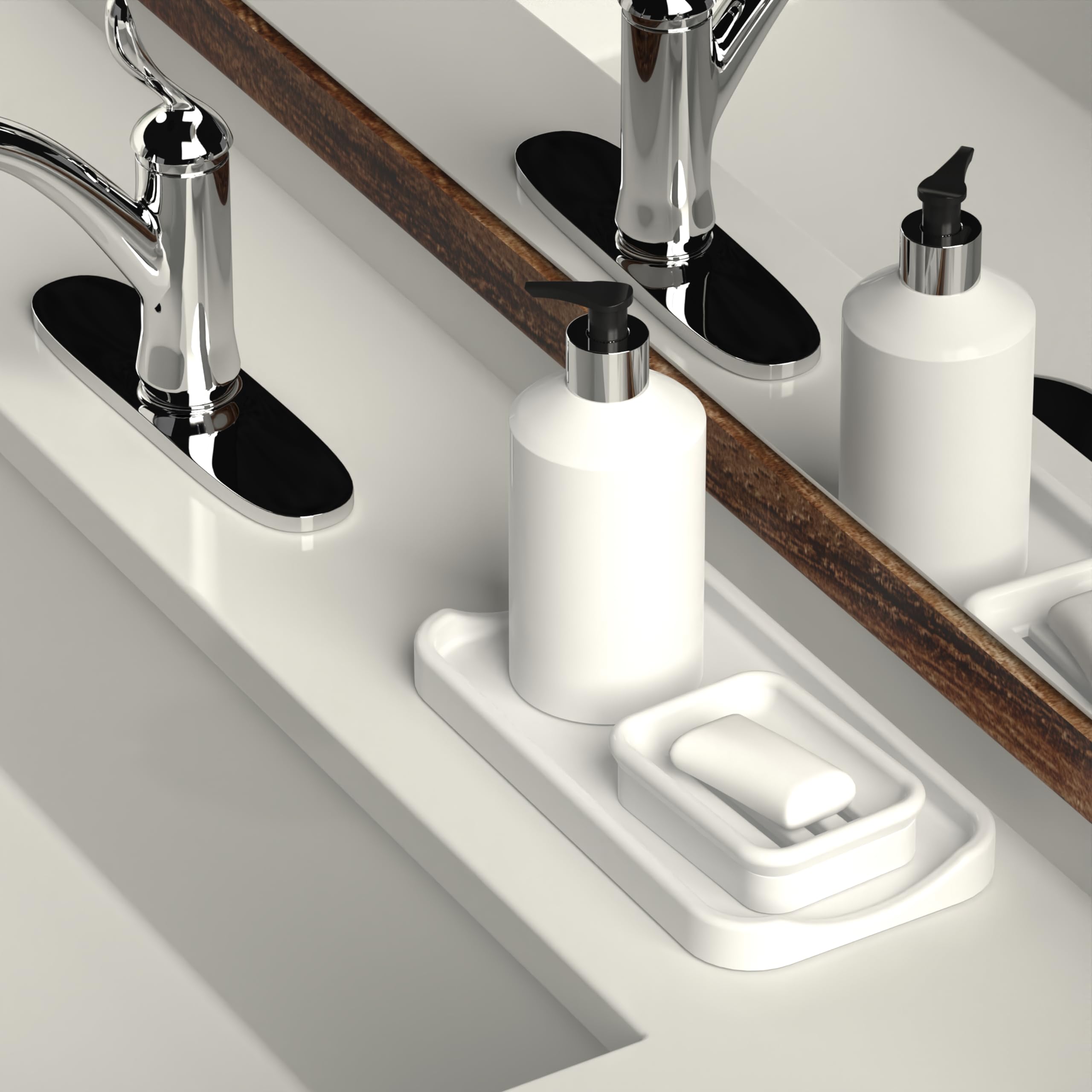 Jabonera de granito, soporte de jabón colador de doble capa, adecuado para cocinas, baños y fregaderos de bar, soporte de jabón duradero para ducha, el mejor lugar para tu barra de jabón (blanco)