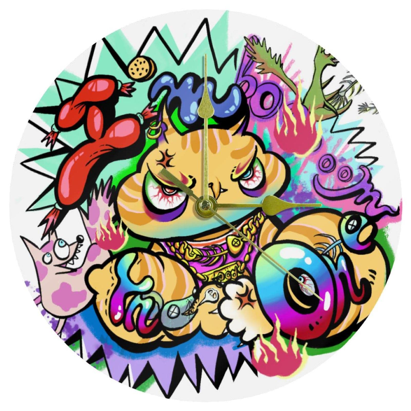 Horloge murale silencieuse chat en acrylique 24 cm sans tic-tac
