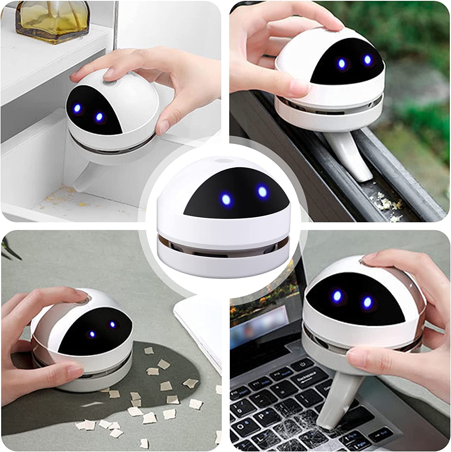 Molbory Aspirador portátil inalámbrico mini aspirador de mesa de alta potencia de succión limpiador de polvo con 120 minutos de tiempo de funcionamiento, recargable por USB para escritorio, escuela,