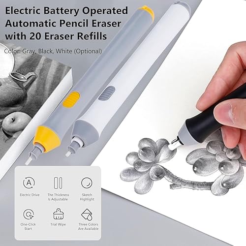 Miniatura 9 de Zerodis Borrador de lápiz automático eléctrico, borrador eléctrico recargable para dibujo, borrador de artista recargable para dibujo, pintura,