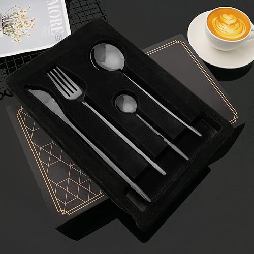 Miniatura 127 de JASHII Juego de cubiertos de 24 piezas con caja de regalo, juego de cubiertos de acero inoxidable para 6, regalo de inauguración de la casa, mango