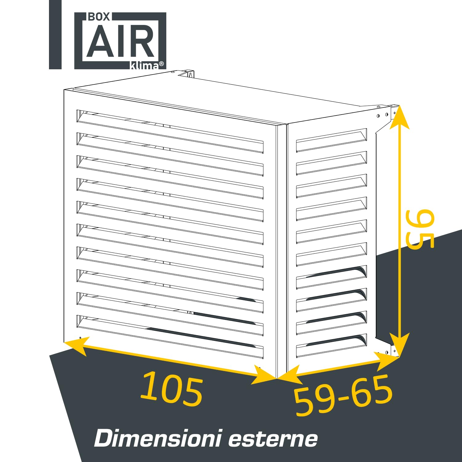 Box Air Klima Cover Clima Blade L Antracite – Copri Condizionatore Esterno in Alluminio Composito, Staffe INOX Regolabili, Installazione a Parete, Protezione Unità Esterna Grande