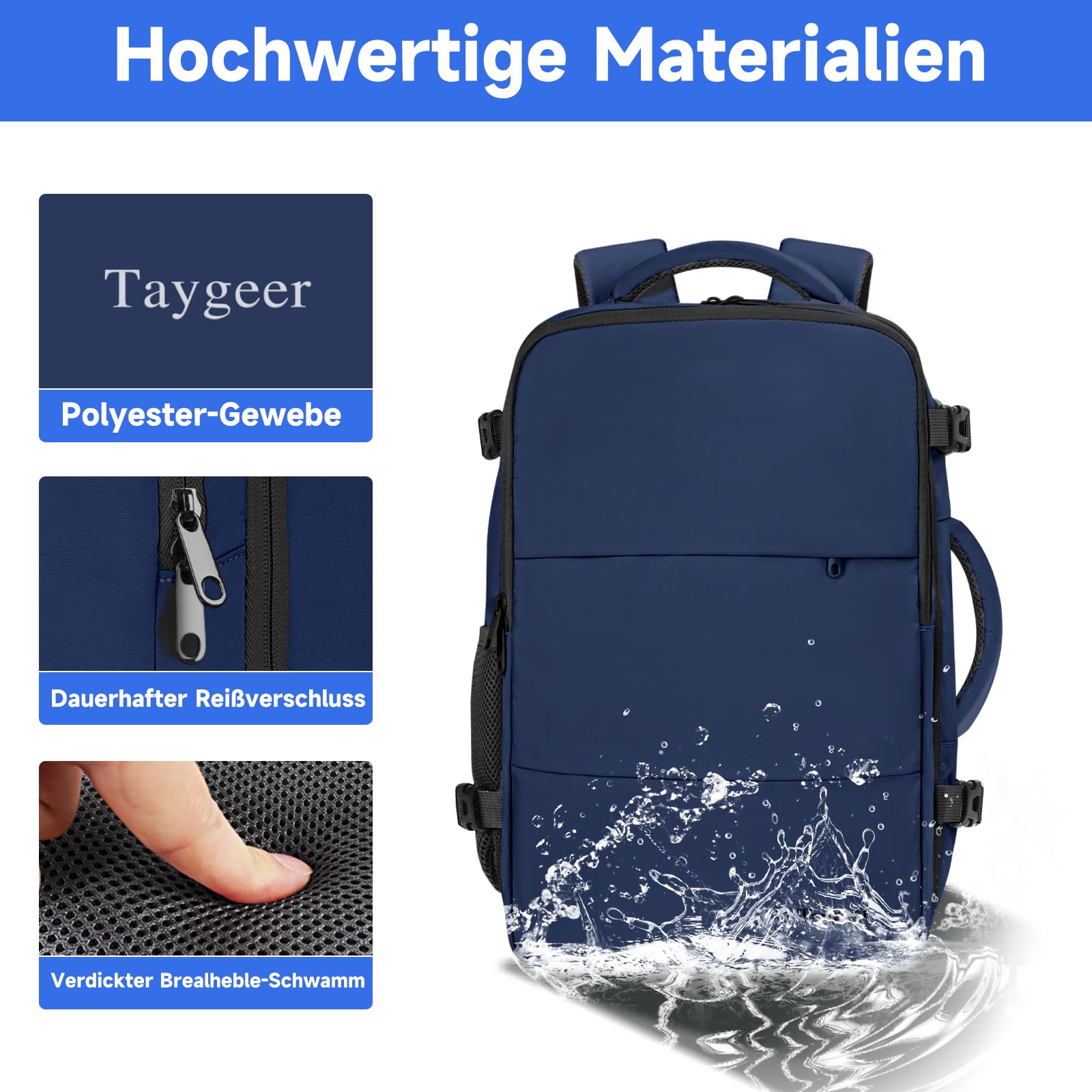 Taygeer Rugzak Handbagage Vliegtuig 55x35x25 Compatibel Met Air France, Grote Capaciteit Reisrugzak Met Schoenenzak En Droog-Natvak, 18,4 Inch Laptoprugzak Voor Zaken, Wandelen
