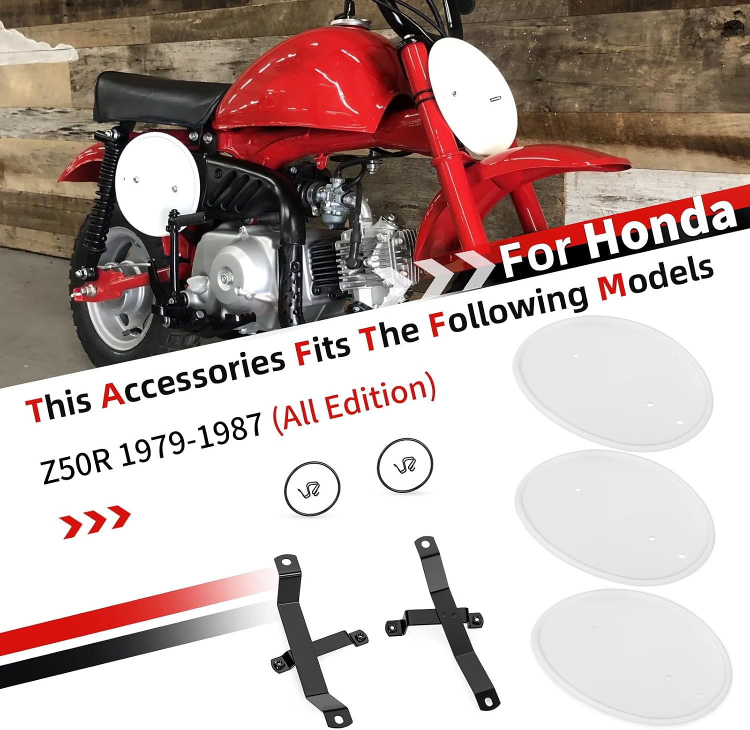 MOTO1988 White Number Plate Bracket Kit for Honda Z50R 1979-1987 64113-116-690ZC