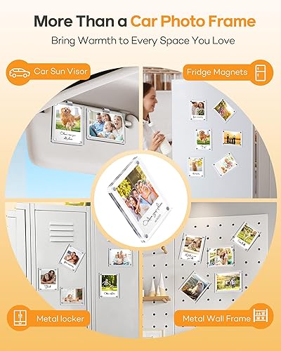 Miniatura 6 de 2 clips de fotos grandes para visera solar de automóvil, marco acrílico magnético de 3.5 x 4.4 pulgadas para fotos Instax Wide y Polaroid I, fácil