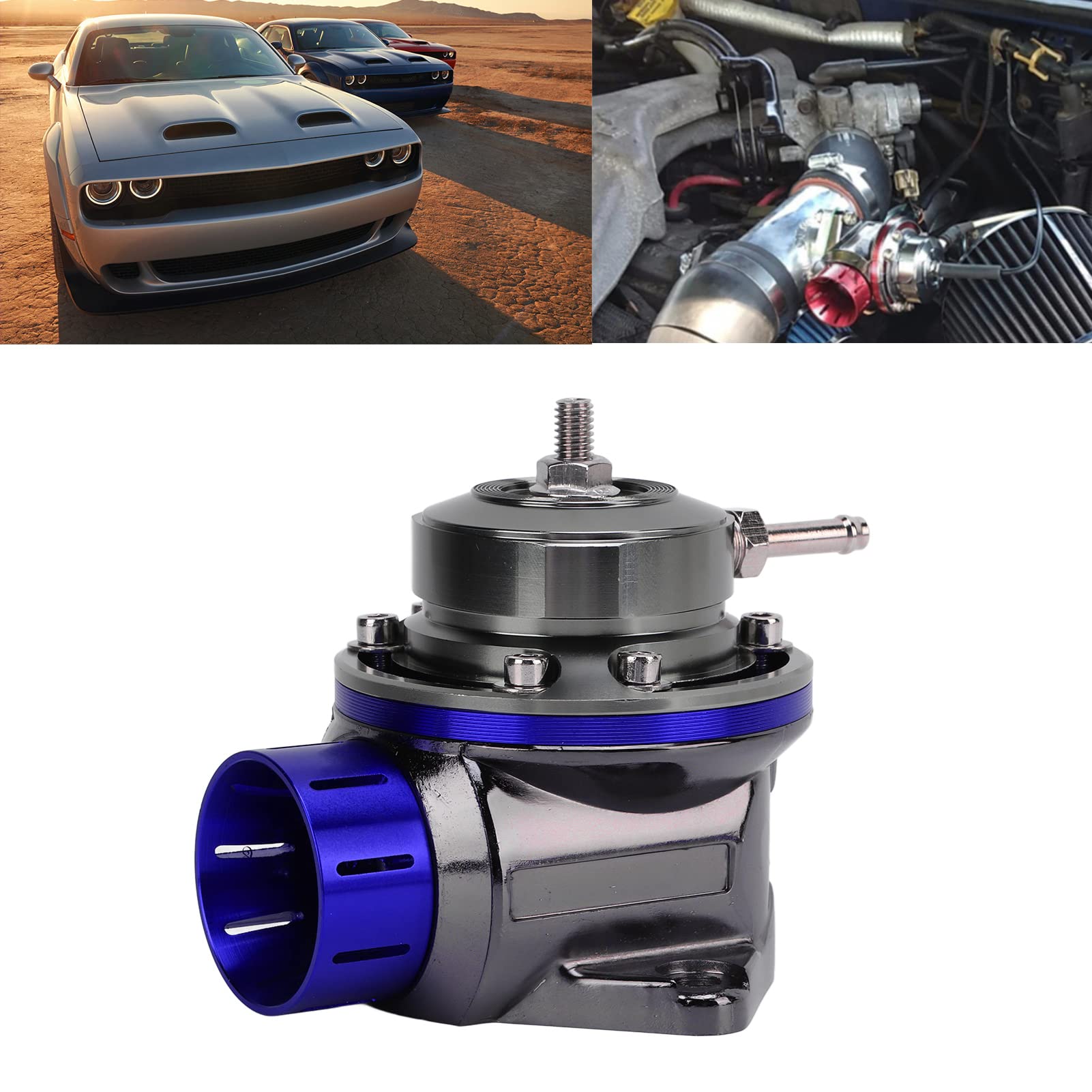 Kit valvola di soffiaggio, kit valvola di scarico ricircolante, valvola di sfiato turbo BOV mm, lunghezza 65 mm, modifica universale (blu)