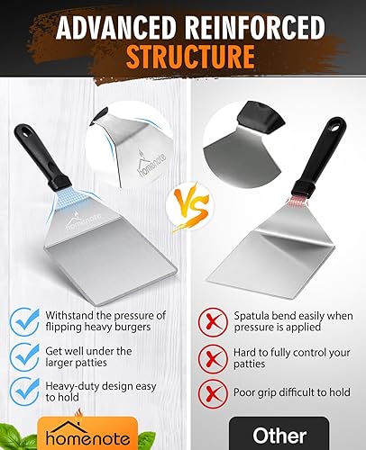 Miniatura 5 de HOMENOTE Espátula para hamburguesas, espátula de hamburguesa extra ancha, espátula profesional para hamburguesas para plancha plana, parrilla de