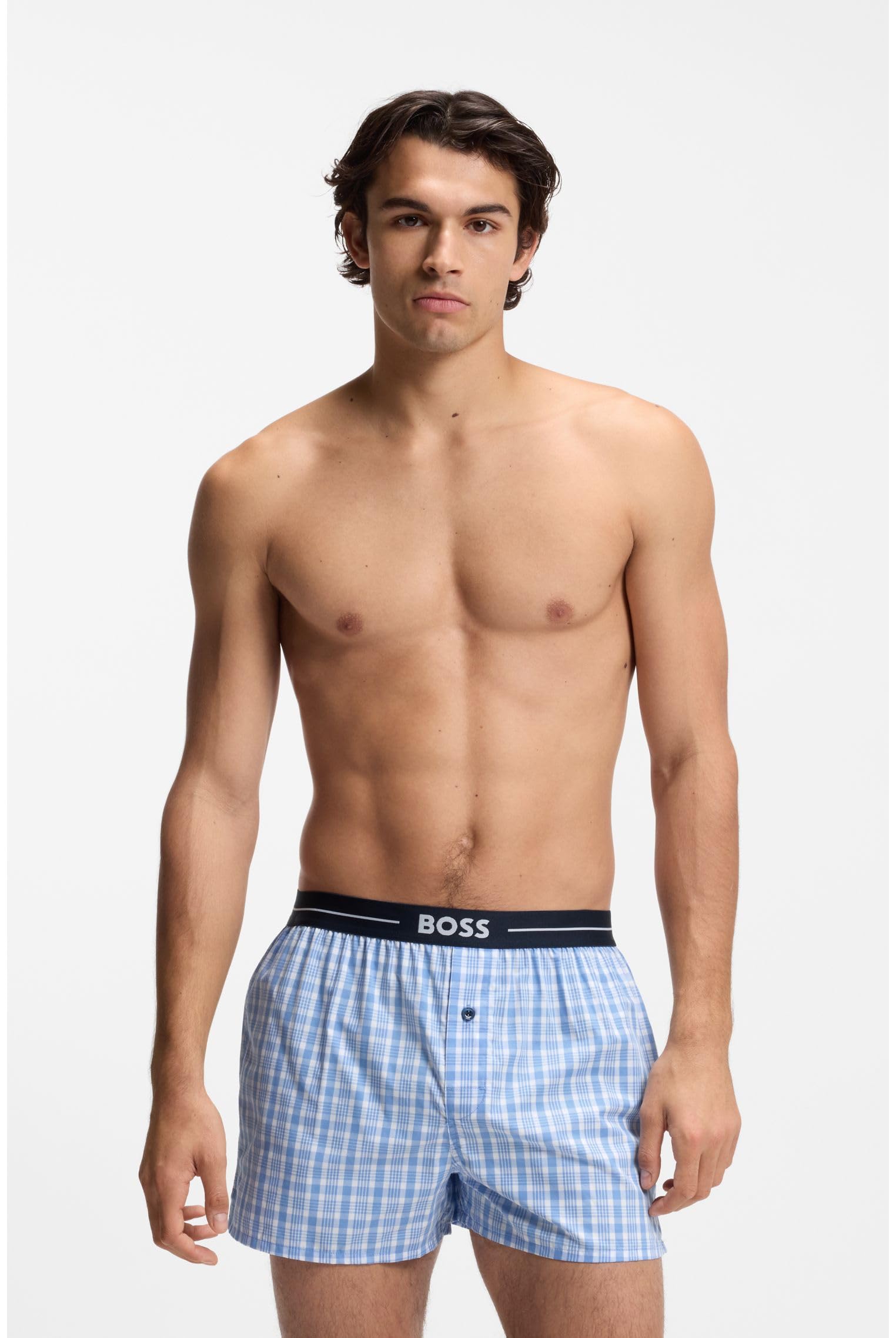 BOSS Męskie spodnie piżamowe 2P Boxer Shorts EW, New - Open Blue471, M