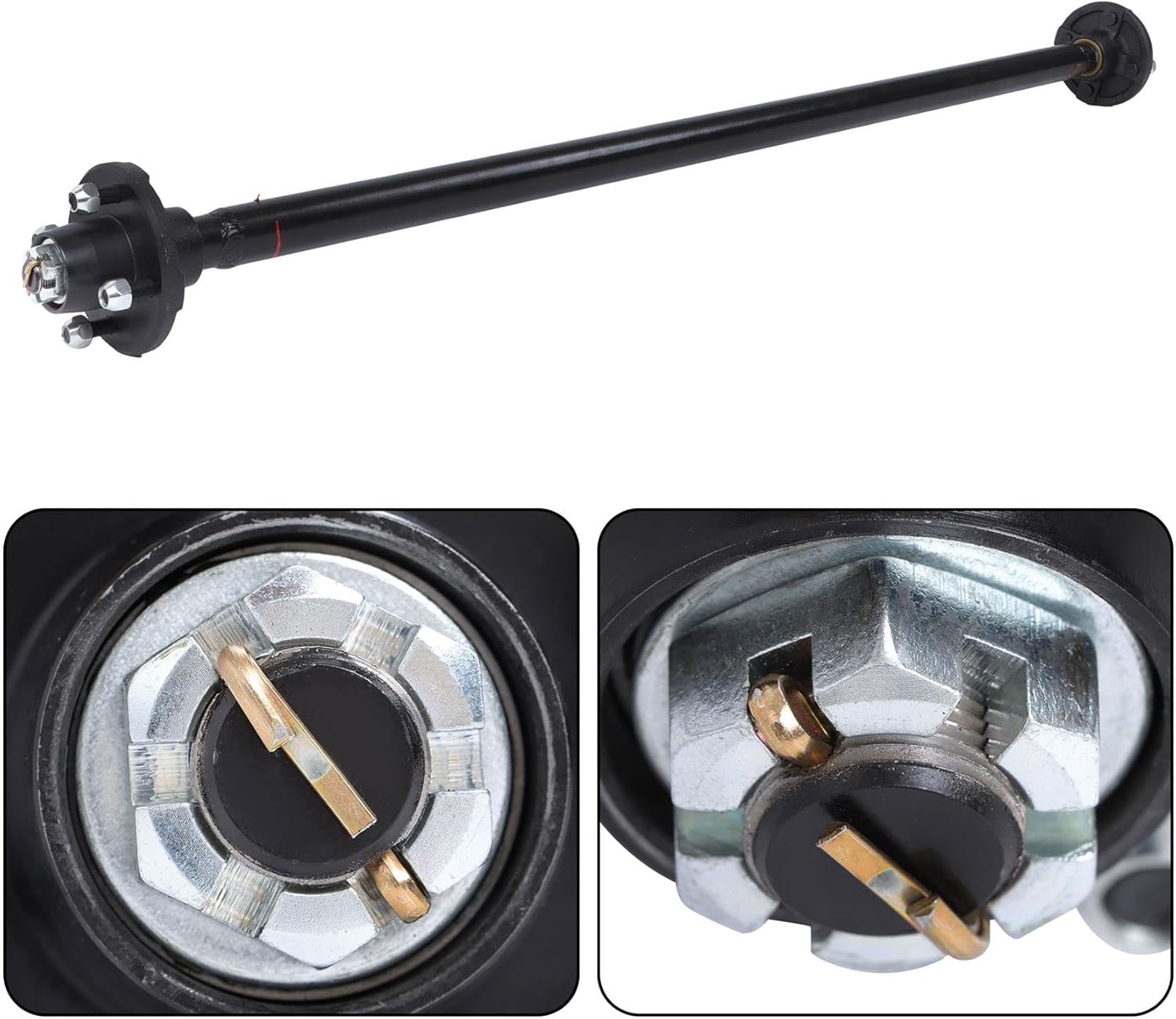 labwork 2000Lbs Trailer Axle 4 Lug 56.5 Inch Hub Face with Unwelded Leaf Spring Bracket and U-Bolt Kit