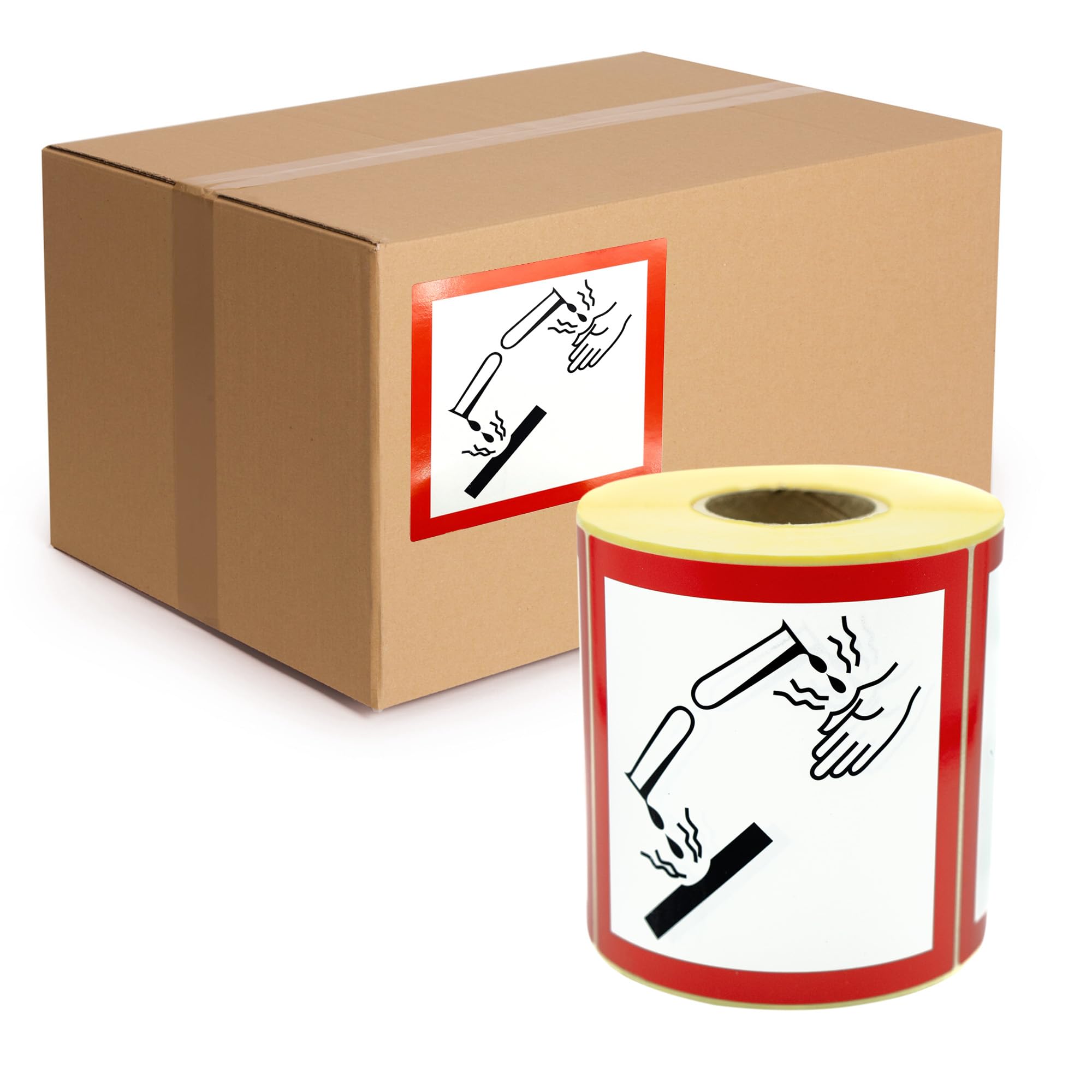 MD Labels GHS 05 Hazardous Goods Labels Etching Effect 100 x 100 mm Pack of 500 GHS Symbols Stickers for Hazardous Substances Labelling - Image 4