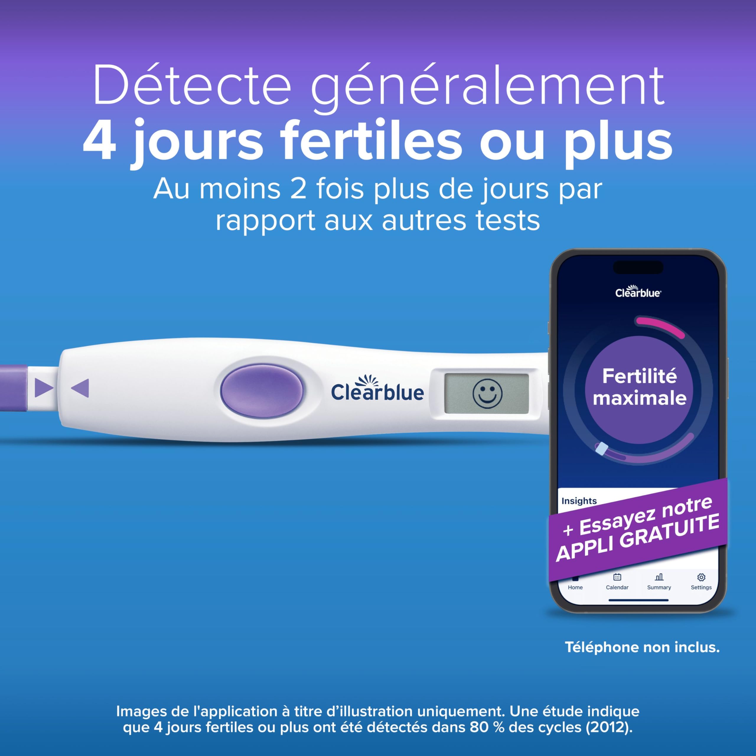 Clearblue Test d'Ovulation Digital Avancé, 1 Appareil et 30 Tests, Identifie 4+ jours fertiles