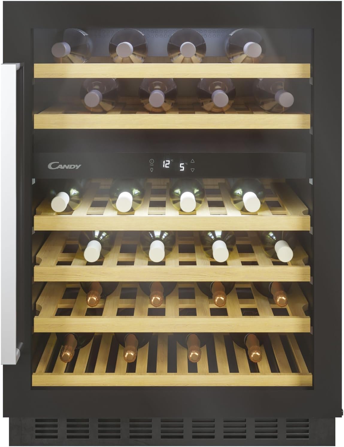 Integrated 60cm Wine Cooler, 46 Bottle Capacity, Dual Temperature Zones, Black - CCVB 60D UK/1