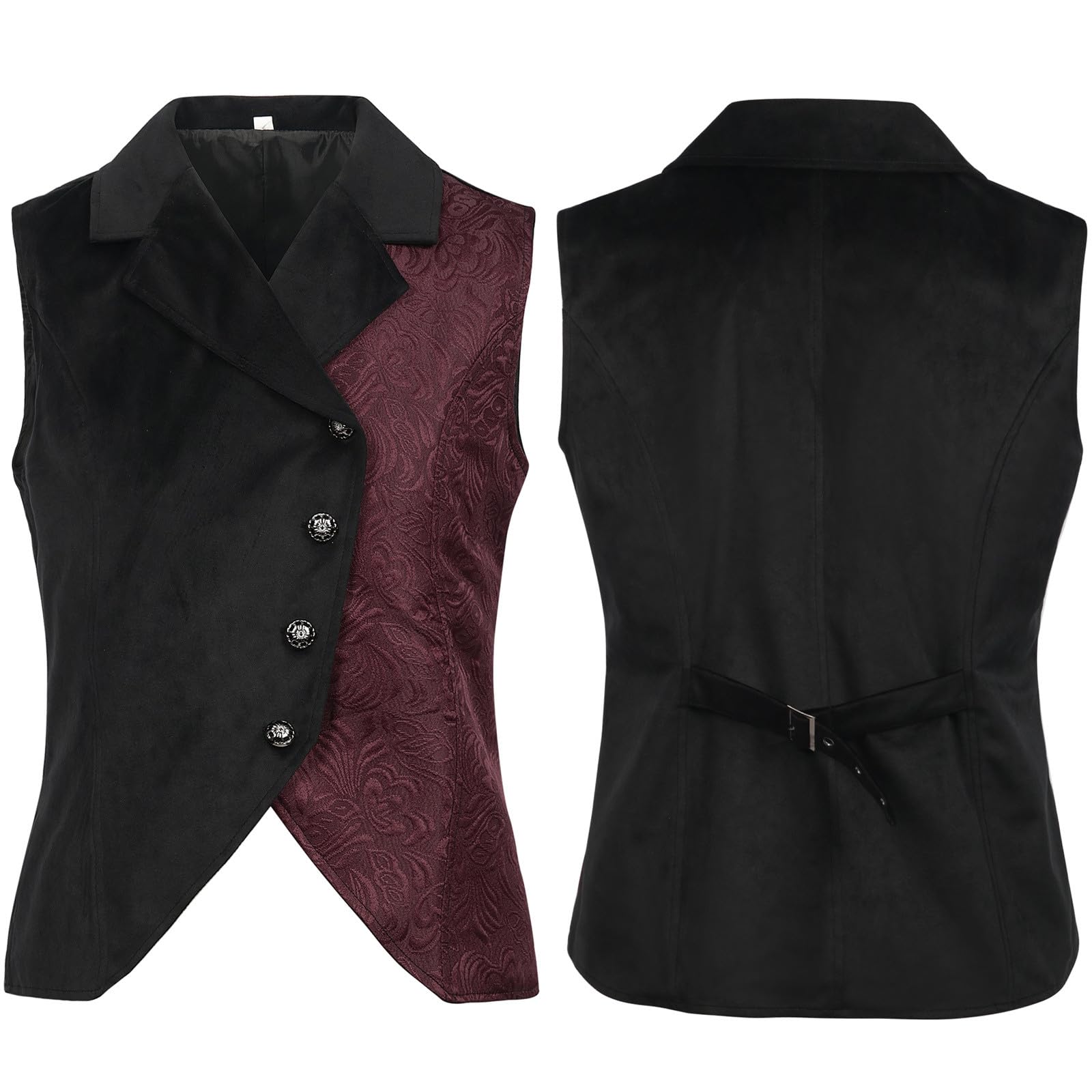 Mens Gothic Vest Jacket UK Sale Victorian Steampunk Waistcoat Goth Jacquard Dress Jackets Retro Color Block Blazer Renaissance Waistcoats Sleeveless Tuxedo Coat Wedding Party Victorian Suit Vest