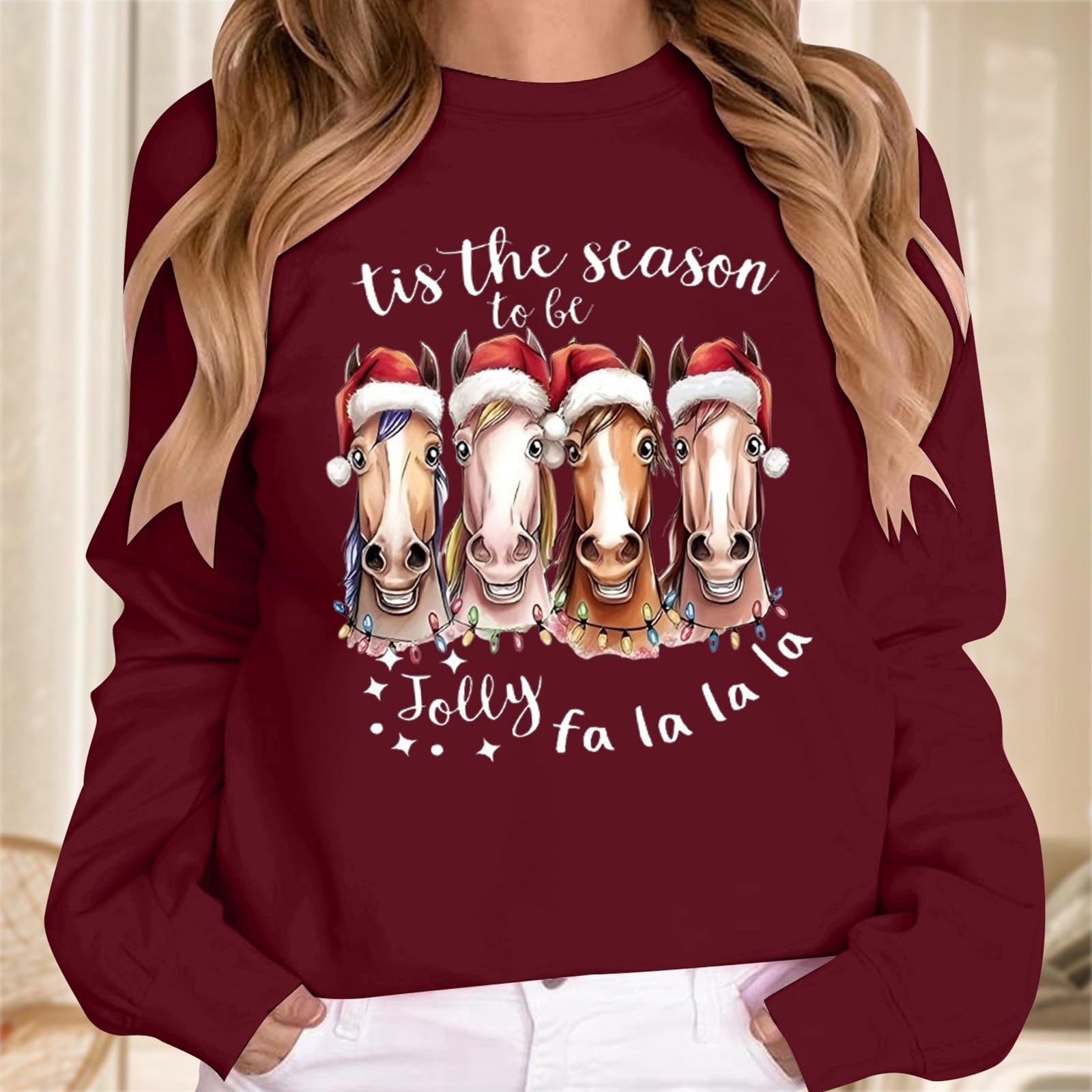 Sudadera de Navidad para mujer, de forro polar, cálida, talla grande, con estampado de animales, de manga larga, para jóvenes