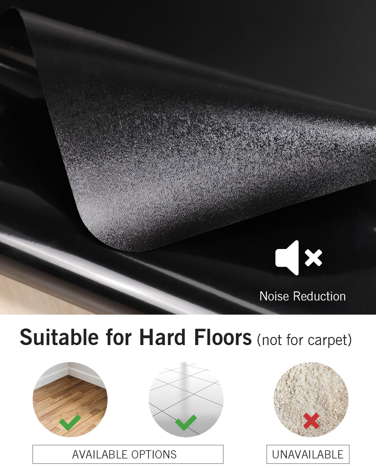 FURKIT Office Chair Mat for Hard Floors, 48"x60" Anti-Slip Waterproof Floor Protector Desk Chair Mat for Rolling Chairs, Heavy Duty Non-Toxic Computer Chair Mat, Easy Glide Floor Mat for Work, Gaming