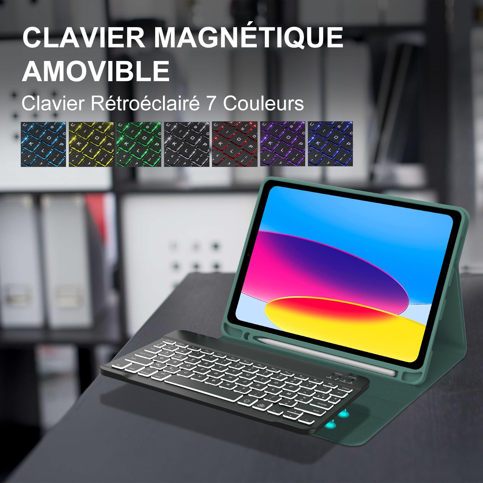 Coque Clavier AZERTY Pour IPad 11/10e Génération - Rétroéclairé Bluetooth Détachable - 11