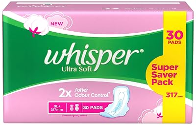 Whisper Ultra Soft Xl Plus Sanitary Pads - Pack of 30