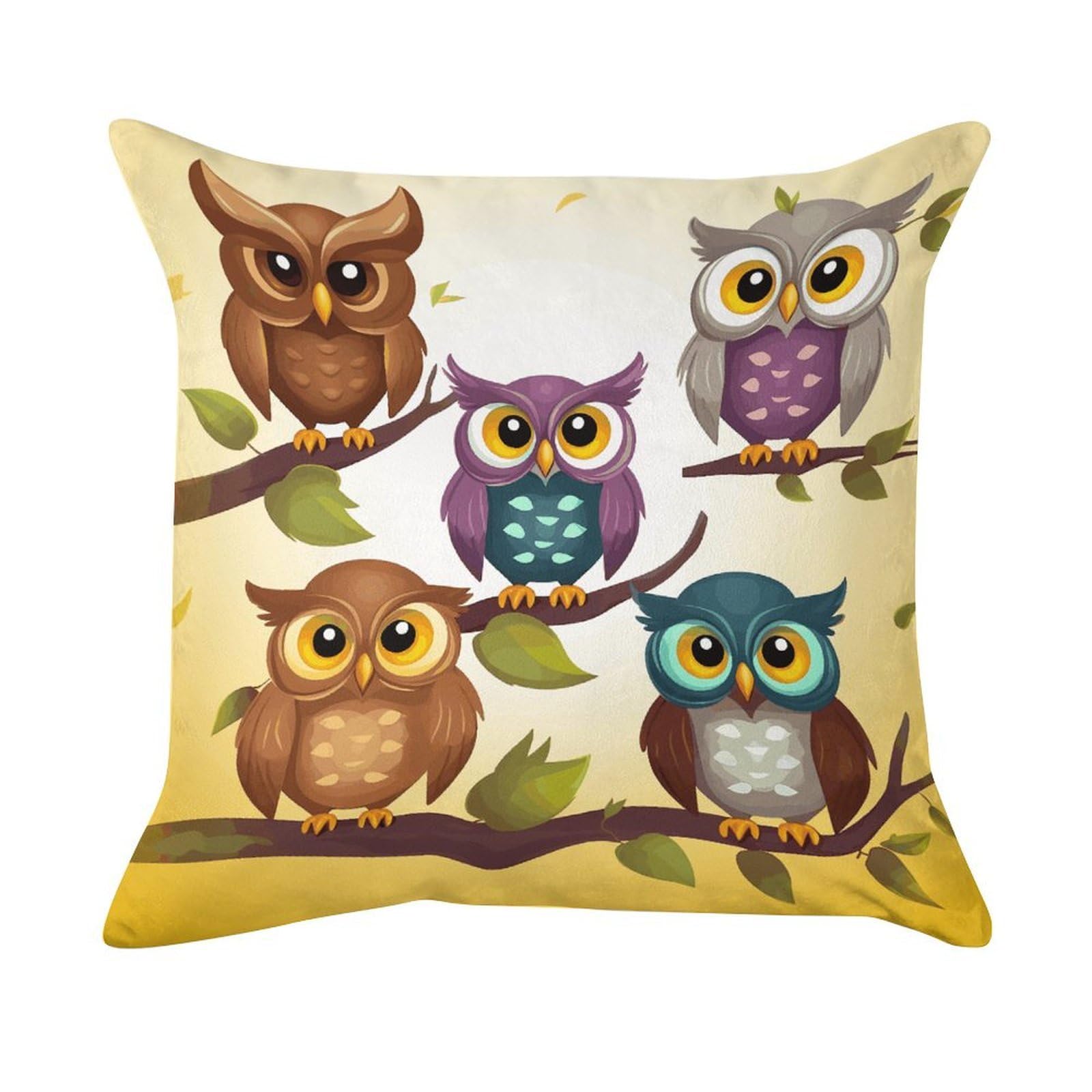 FekiLoot Throw Pillow Cover Owls Birds Painting Art Decorative Square Pillow Cover Comfort Breathable Pillowcases Soft Velvet Square Modern Cushion Covers for Sofa Couch