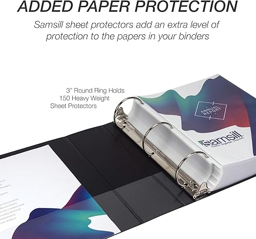 Vista 113 de Samsill Durable - carpeta negra redonda de cartón, Blanco