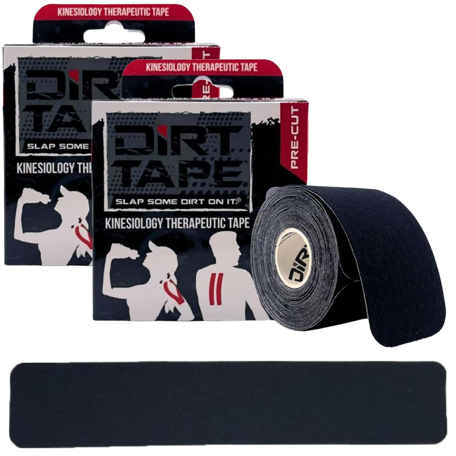 DIRT Tape-Pre Cut Athletic Kinesiology Tape-Muscle Pain Relief Joint Support-Premium Elastic Cotton-Latex-Free-Water Resistant-Gym Indoor Outdoor Sports-2 Single roll