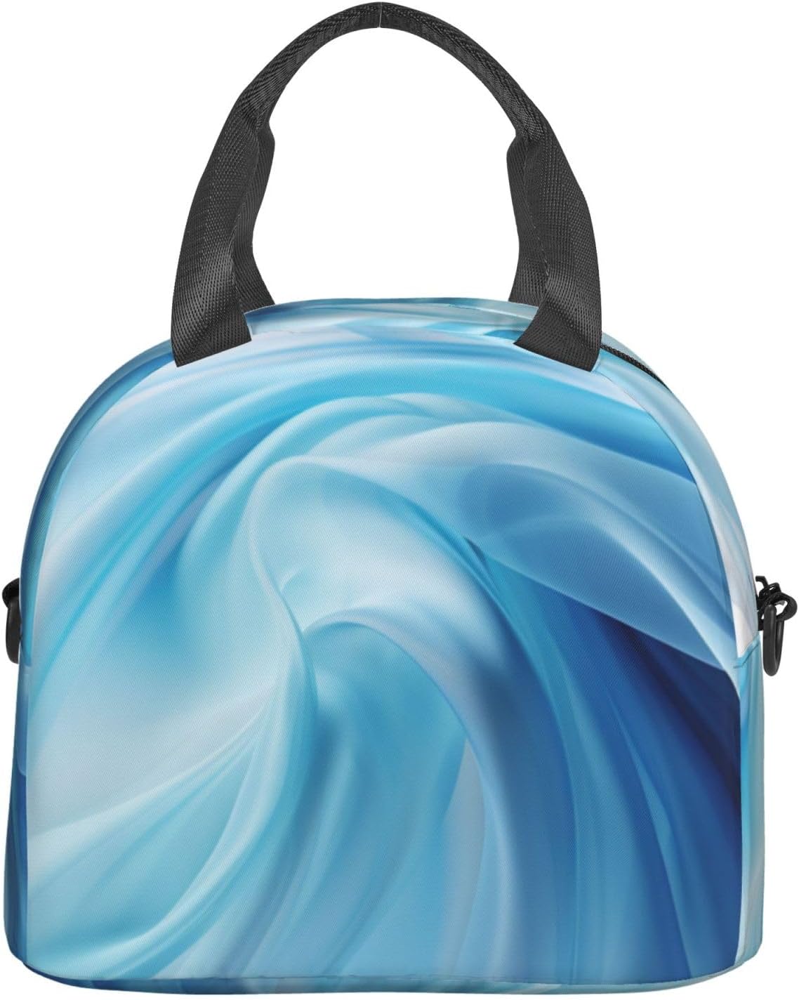 Blue Line Print Reusable Lunch Bag Insulated Lunch Boxes for Office Work Picnic Tote Bag Adjustable