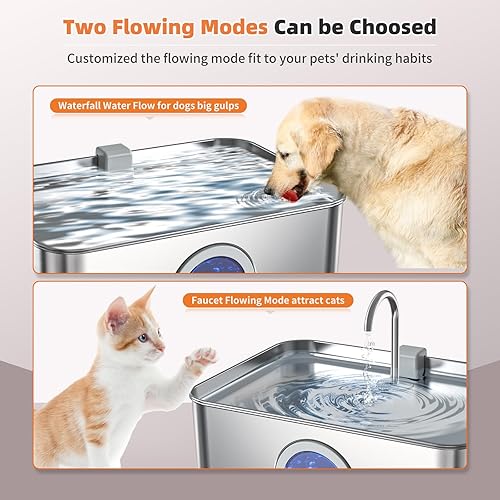 Miniatura 5 de DYSJ01 - Fuente de agua para perros de acero inoxidable de 12L410 oz3.2 galones, fuente de agua ultra silenciosa para mascotas grandes, gatos y