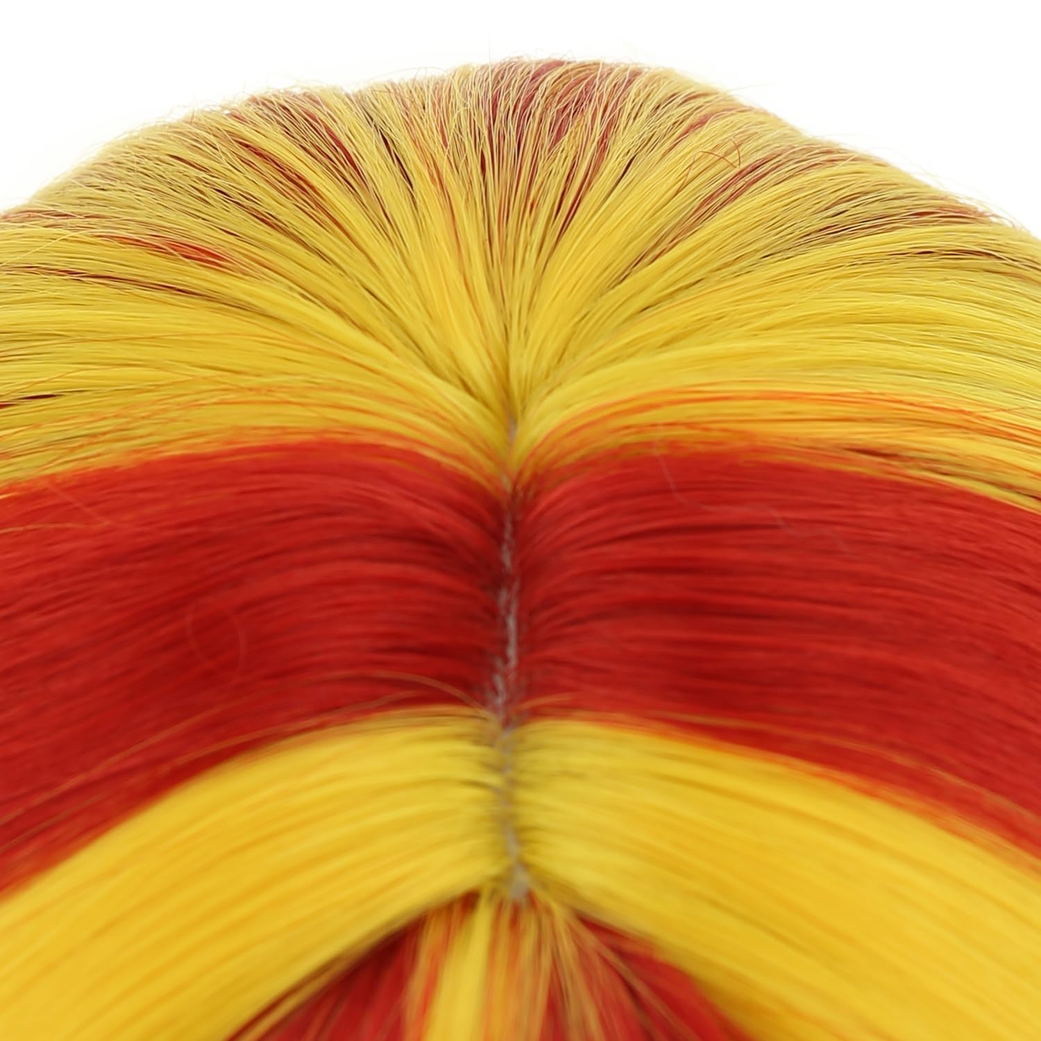 BERON 14 Inches Blonde Mix Red Wig with Bangs Short Curly Wig Flag Wigs Blonde Red Curly Wigs for Women Daily Party or Cosplay Hairnet Include