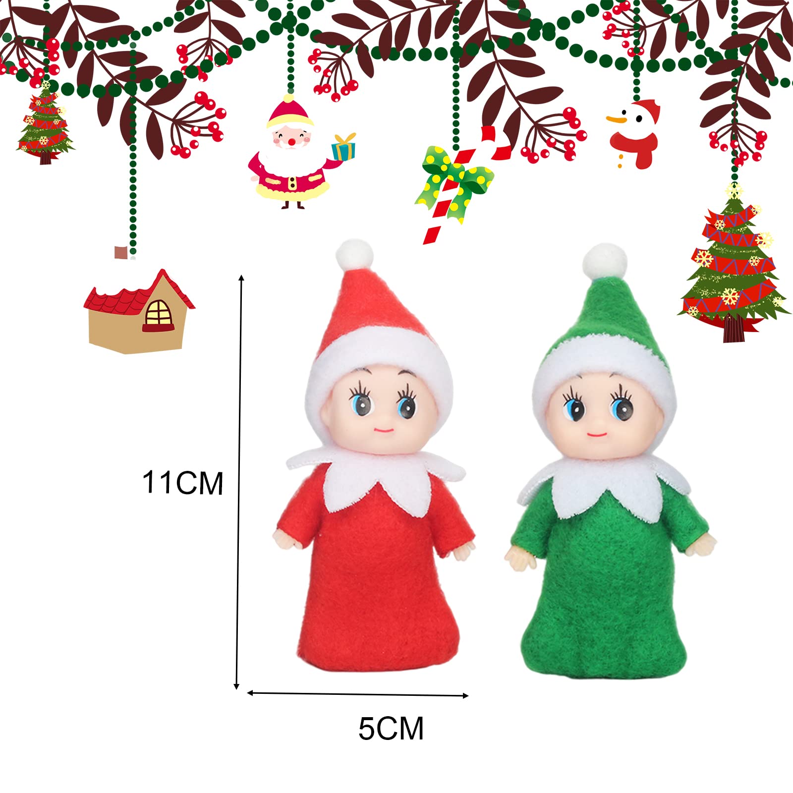Bambola Elfo di Natale, 2 Pezzi Bambole Elfo Piccolo Elfo di Natale, Elfi di Natale Regalo di Natale Calza Stuffers (B