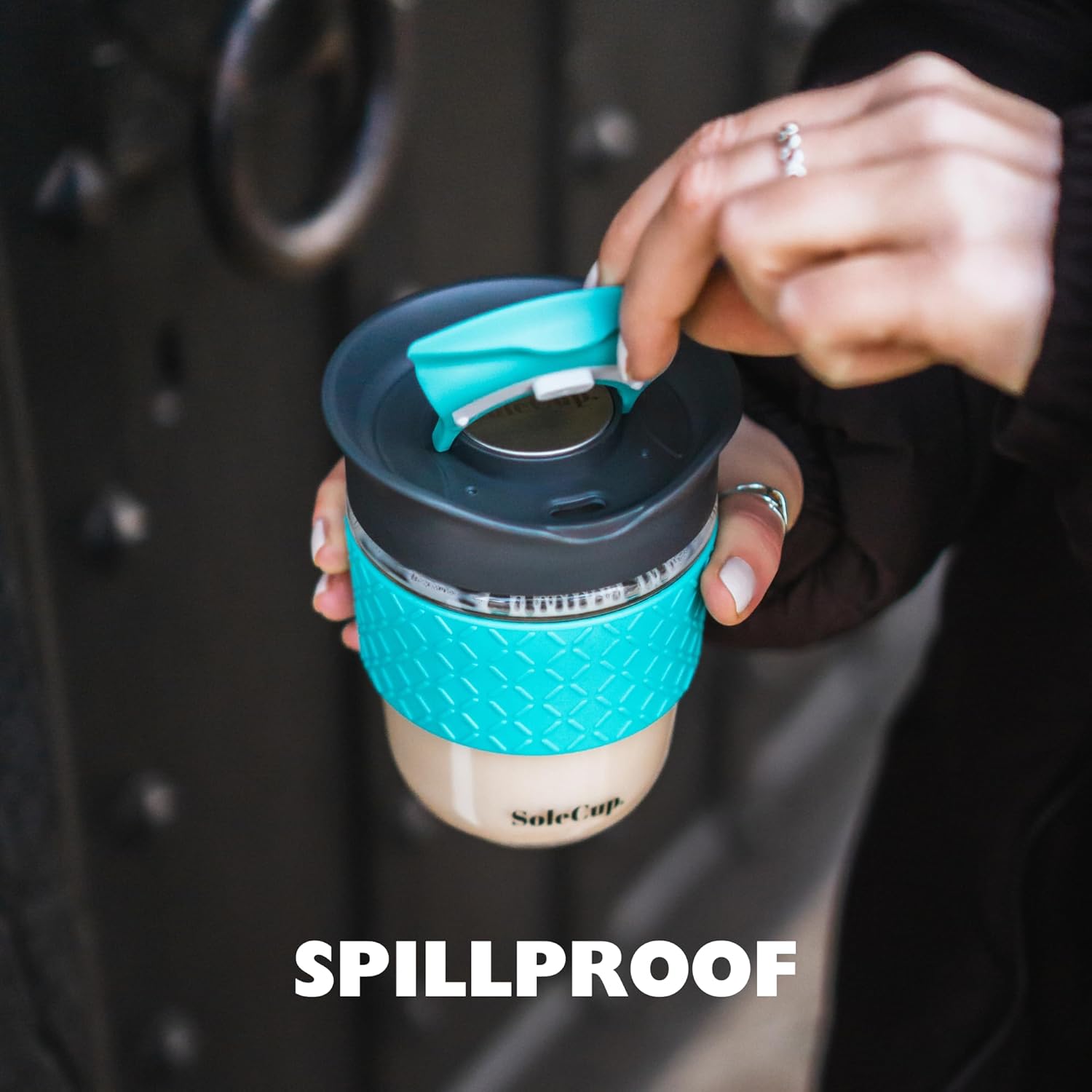 Travel Mug Loose Tea Infuser - Detachable Tea Strainer with Spillproof Lid - BPA-Free Reusable Glass Travel Coffee Cup with Silicone Band (Ice Cream, 12oz) - Image 7