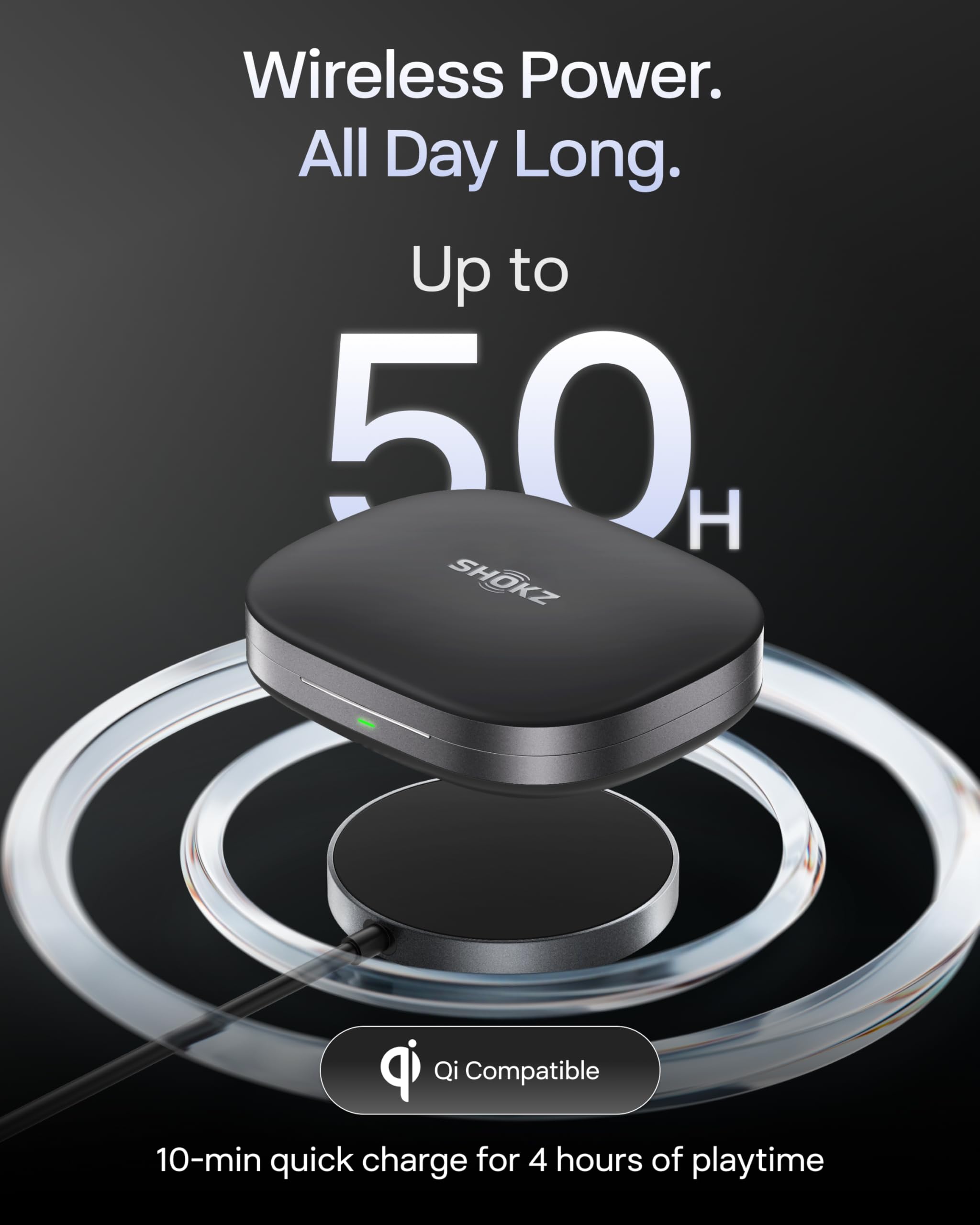 SHOKZ OpenFit Pro Auricolari True Wireless Open Ear con Riduzione Rumore Open Ear, Dolby Atmos, Bassi Profondi, 50h Autonomia, Chiamate AI Nitide per Sport e Lavoro, Bluetooth 6.1, IP55, Nero