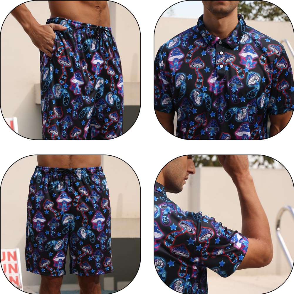 Set di magliette da golf da uomo, occhiali da sole in gomma, 2 pezzi, da uomo