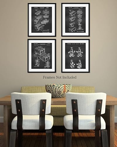 Miniatura 6 de Govivo Legos Patent - Un conjunto de cuatro patentes de Lego - Impresiones decorativas de pared con fondos gris oscuro - ilustraciones sin marco