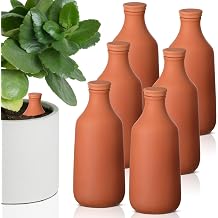 DoubleFill 6 Pcs 24oz Ollas Terracotta Watering Pots Self Watering Planter Insert Terracotta Globes Clay for Outdoor Indoor Garden Plants, Easy to Refill
