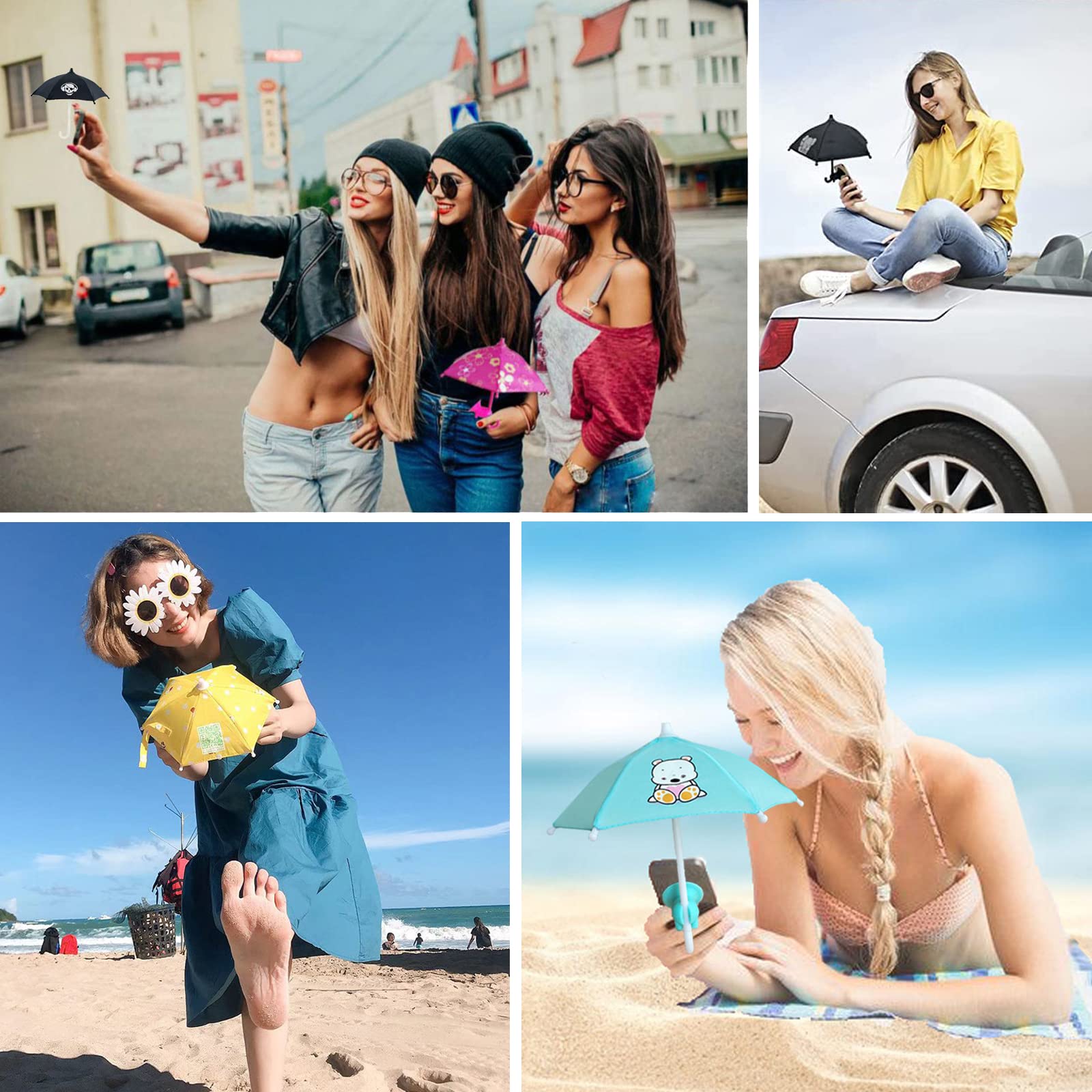 Phone Umbrella | UV-Bescherming Mini Zonnescherm - Compacte Winddichte Anti- Verblinding Telefoonparaplu Met Zuignap Voor Tablet Auto Fietsen Outdoor Reizen