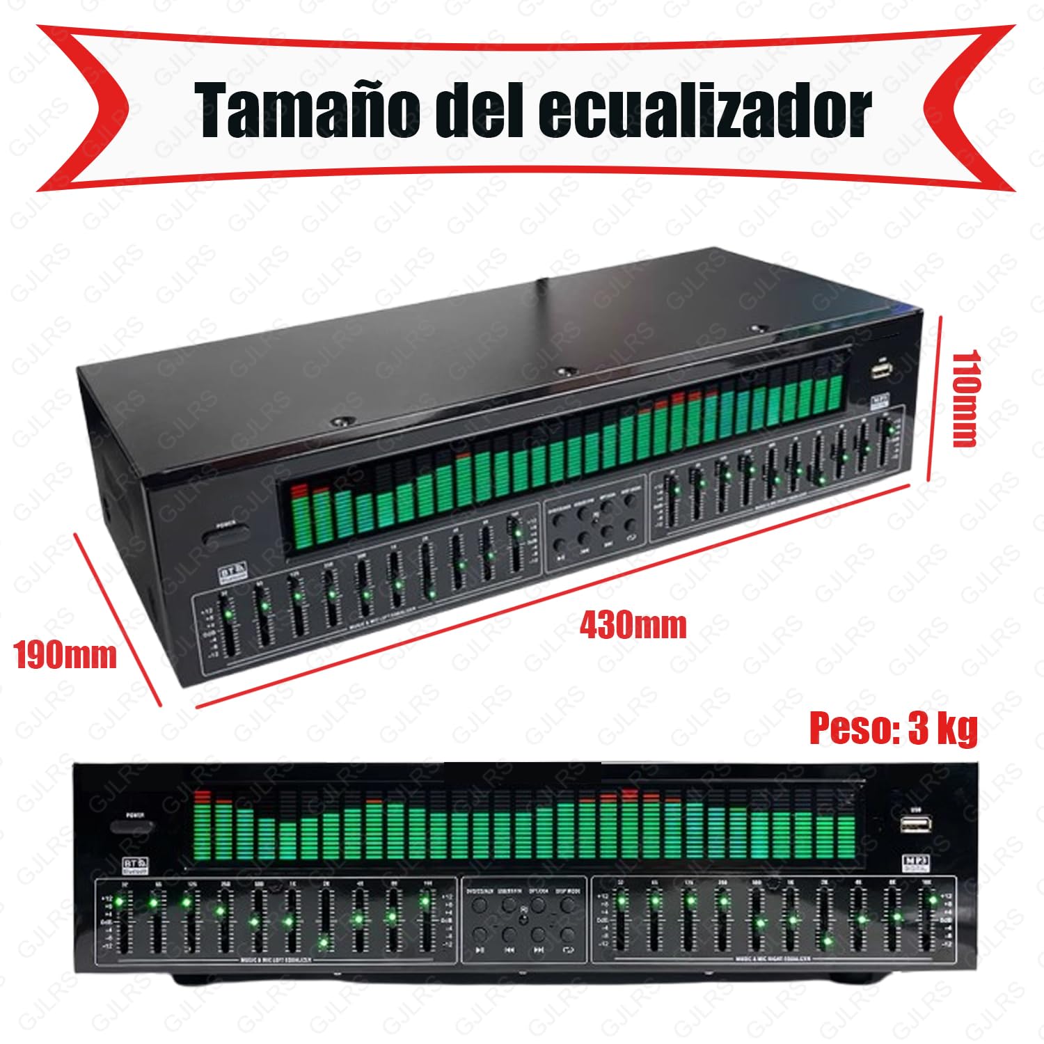 Ecualizador De 31 Bandas, Mezclador De Audio Estéreo, Procesador De Mezcla De DJ, Respuesta De Frecuencia De 20 Hz a 20 Hz (±1,5 DB), Compatible con Reproducción De Disco U, 12 Opciones De Modo