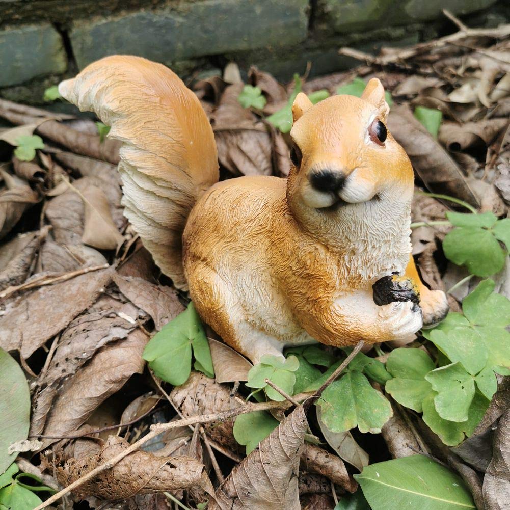 Eichhörnchen-Gartenfiguren Aus Harz – 2er Set, Ca. 5,3 Cm, Handbemalt Für Garten, Terrasse & Deko