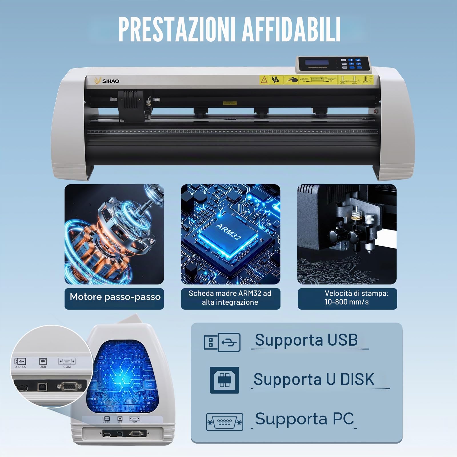 256 MB di memoria Plotter da taglio per vinile da 500 mm 220 V Driver stampante CDR Macchina per incisione con software plotter semiautomatico e supporto