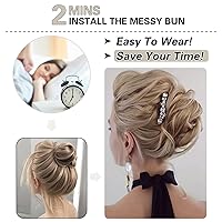 Vista 4 de HMD 5 Piezas de Extensiones de Cabello Estilo Chongo Alborotado para Mujer, Extensiones de Cabello Estilo Updo Desordenado con Banda Elástica