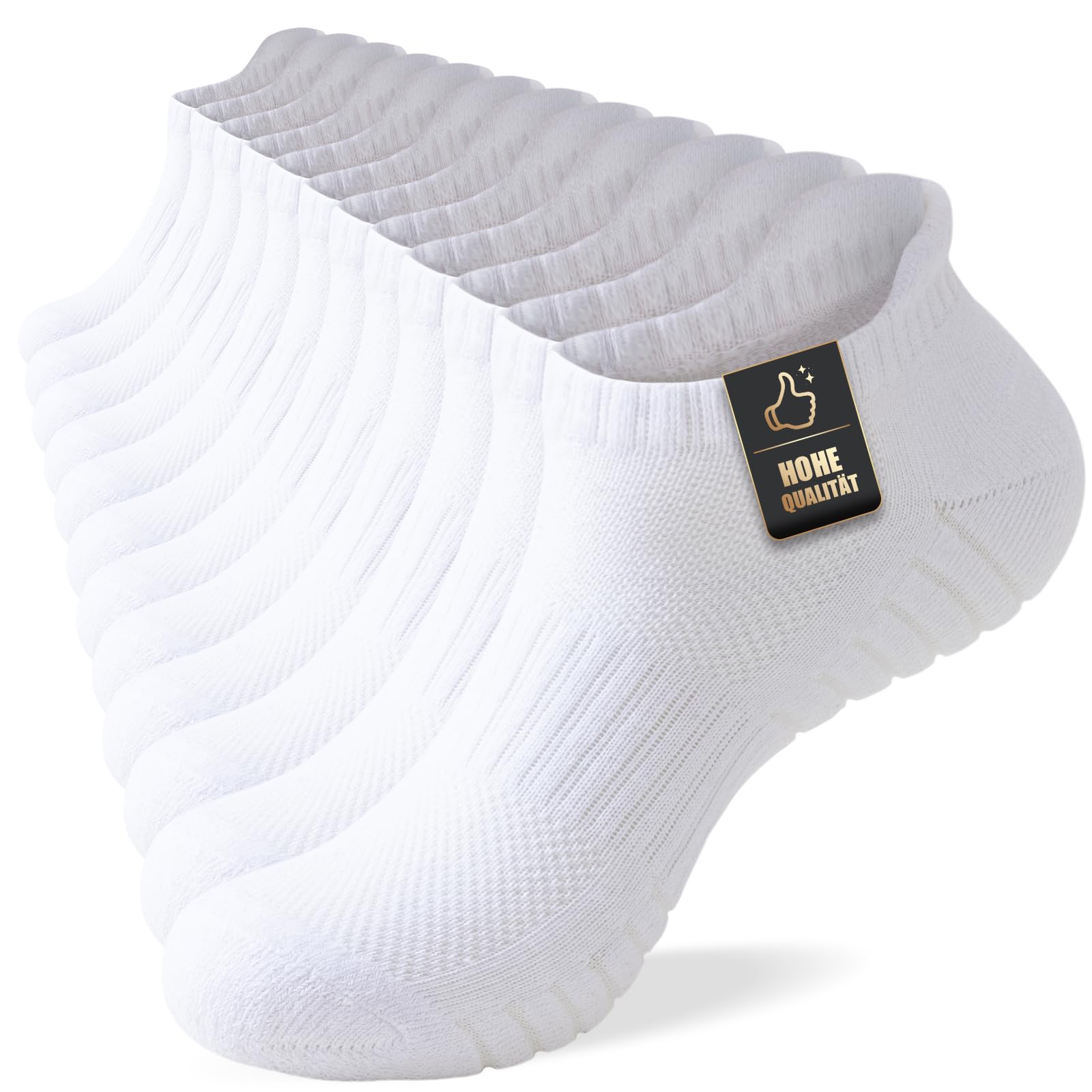 SockWaddles Sneaker Socken Herren Damen, Sportsocken mit Gepolstert，Sneakersocken Atmungsaktive Baumwolle Kurze Laufsocken 35-38 39-42 43-46 47-50, Unisex, 6 Paar