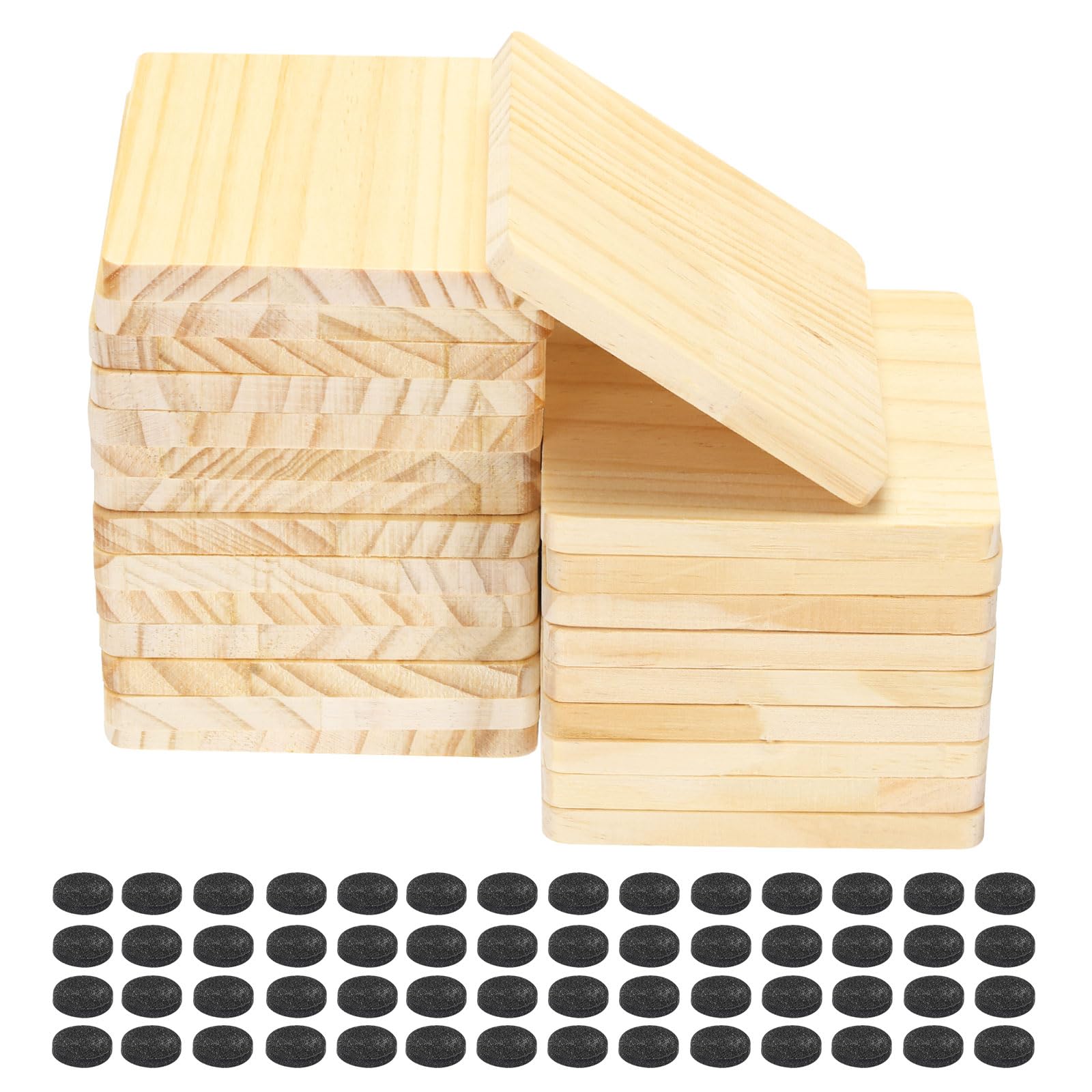 QUARKZMAN 24 Set Fette Legno Trucioli Legno Non Finiti Decorazioni Rotondo Casa e Artigianato Trucioli Legno Vuoti per Artigianato e Incisione Legno con Tappetino Antiscivolo