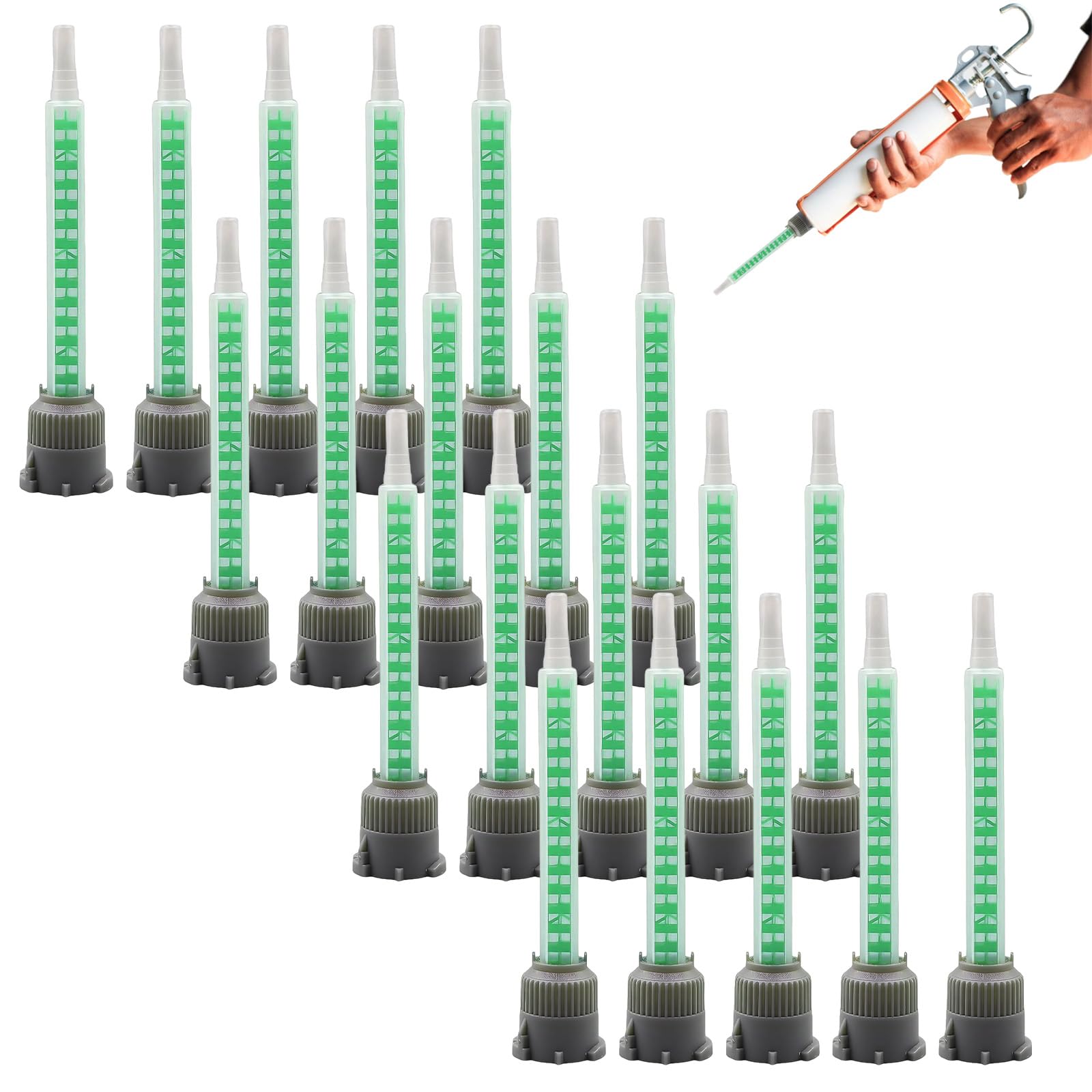 20 Pezzi Ugello per Miscelazione a Resina Epossidica Miscelatore Statico 2K per Colla Bicomponente con Attacco a Baionetta 1,5mm Tubo Trasparente per Adesivi e Sigillanti Industriale