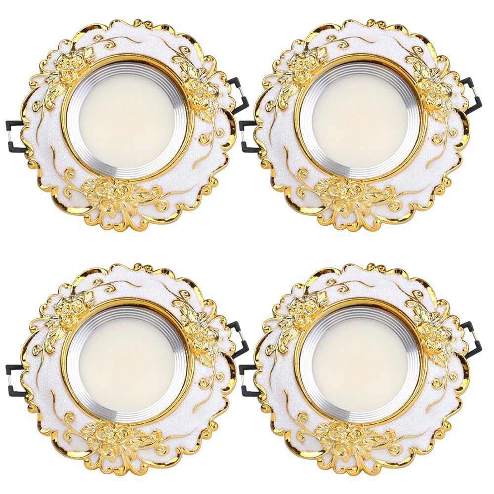 Downlight Empotrado LED Regulable De 4 Piezas, Accesorios De Luz De Techo Redondos con 3000K / 4000K / 6000K Ajustables, Luces LED De Lata, Diseño De Estilo Europeo para Iluminación Interior