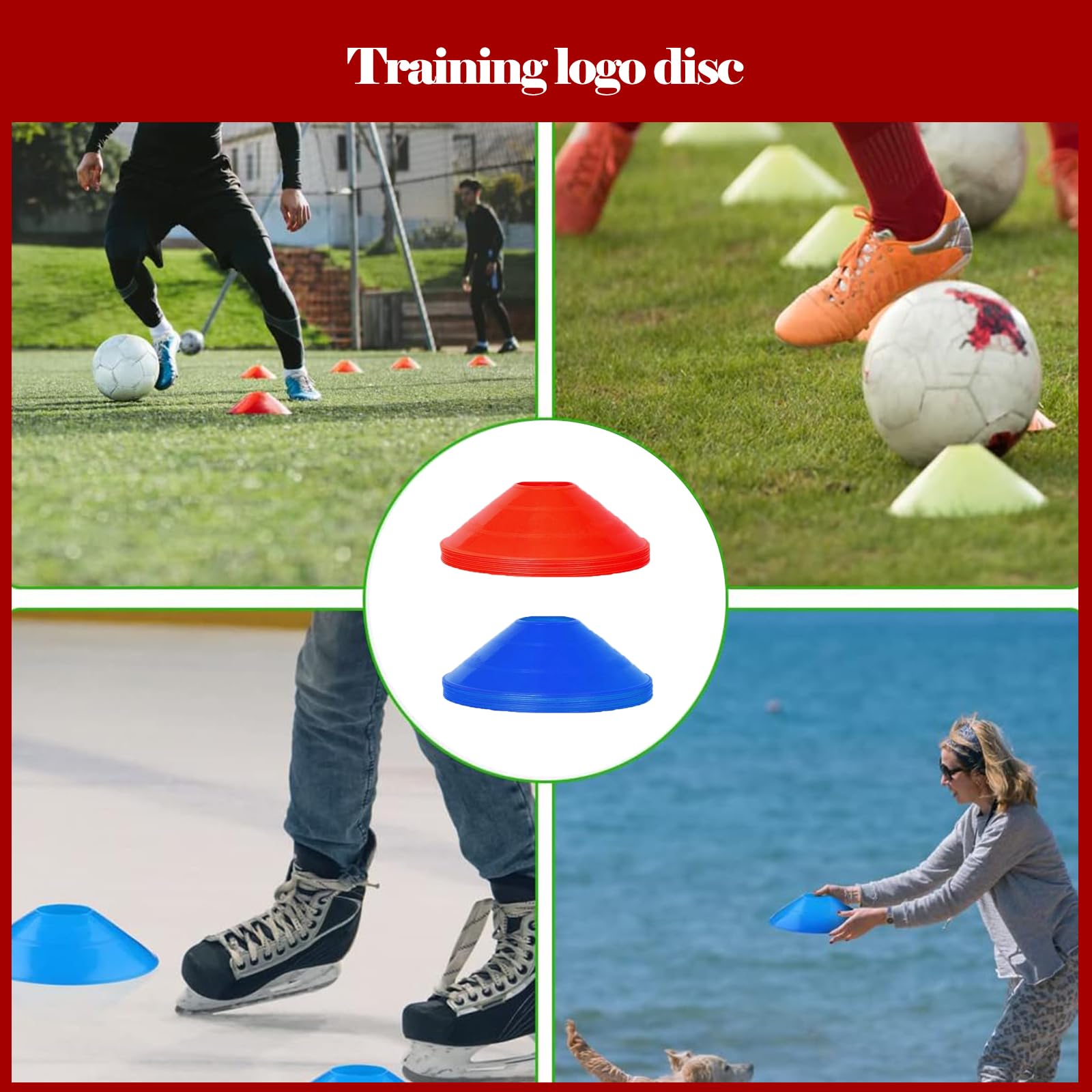 ANROI 40er Set Mini-Trainingshütchen für Fußball, Basketball, Training & Übungen - Rot & Blau