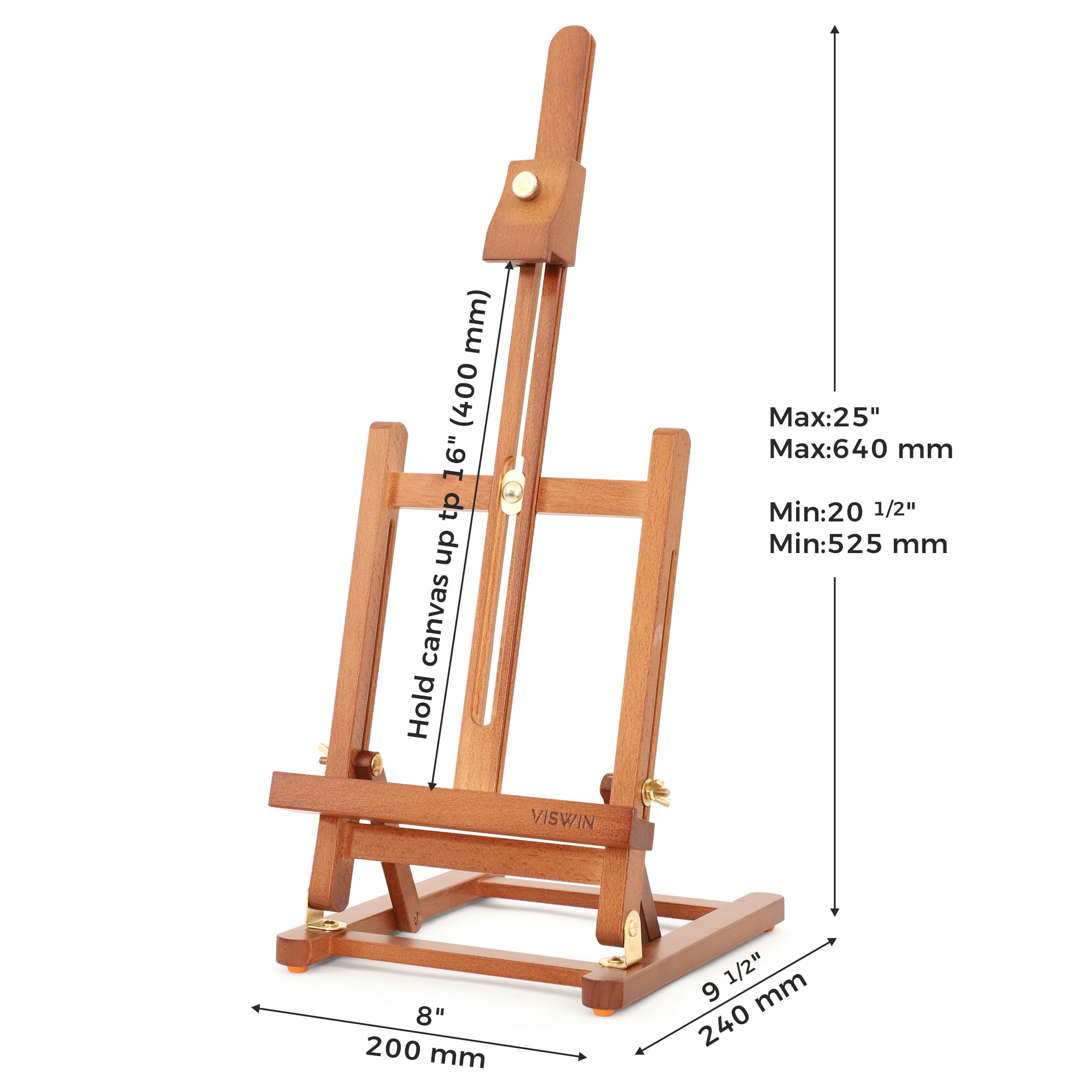 VISWIN 25" H Small H-Frame Tabletop Easel, Adjustable Beech Wood Art Table Top Easel for Painting Holds Canvas up to 16" - Image 2