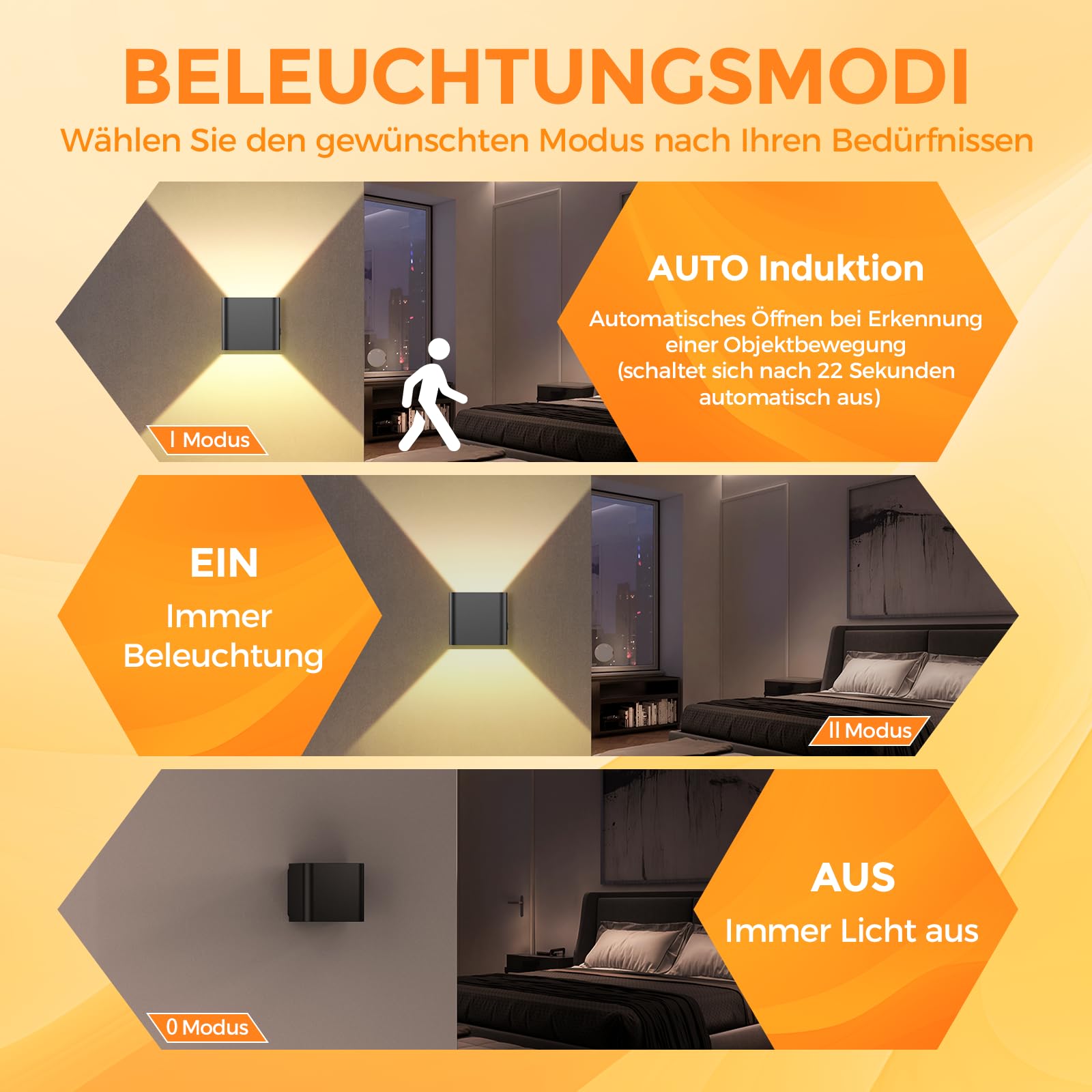 GEARLITE Lampada da parete a LED ricaricabile, per interni ed esterni, con sensore di movimento, 4 pezzi, lampada da parete su e giù, fascio di luce regolabile, 3000 K, luce bianca calda, IPX4