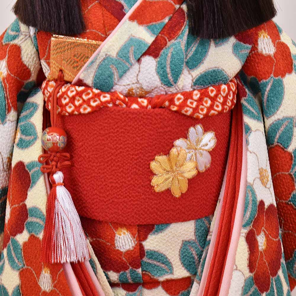 Amazon | 市松人形 ケース飾り コンパクト 抱き人形 松寿 紅白椿 8号  