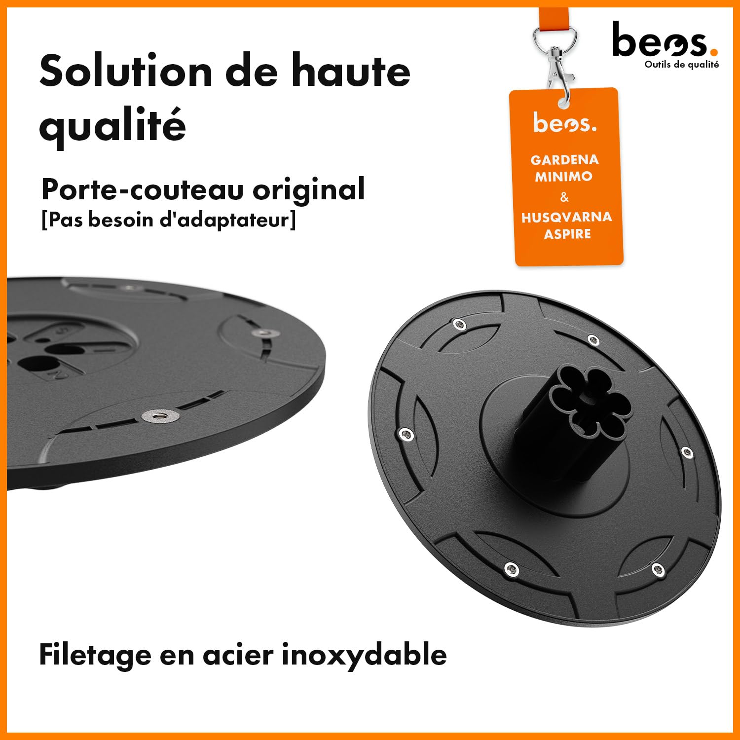 BEOS Premium Tuning - Disque Rotatif Compatible avec Gardena Sileno Minimo & Husqvarna Automower Aspire R4 - Plateau de Coupe pour 6X Lames - Disque de Coupe renforcé de Fibres de Verre - Ø 180 mm
