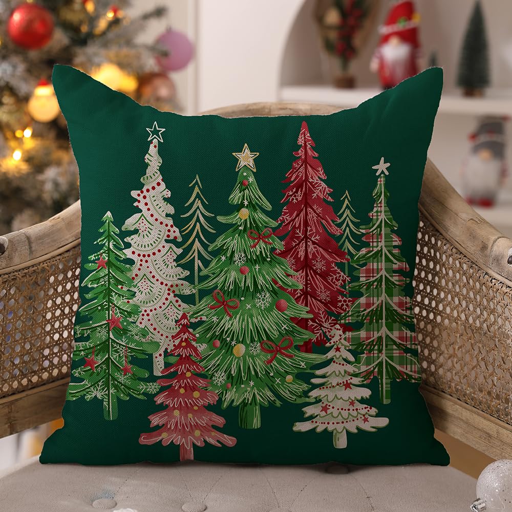 ZLWX LIFE Juego De 4 Fundas De Alohada Decorativas De Navidad Rojas De 18 X 18 Pulgadas, Fundas