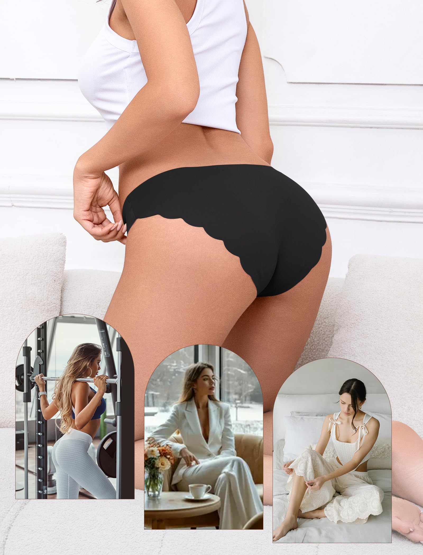 Voenxe Majtki Damskie Bezszwowe,5 Wielopak Seamless Bikini Underwear XS-XXL | Bezszwowych Bielizna dla Kobiet z Niskim Stanem,Women Hipster Panties,Miękka OddychająCe VPL Falowane Brazyliany 5 Pack