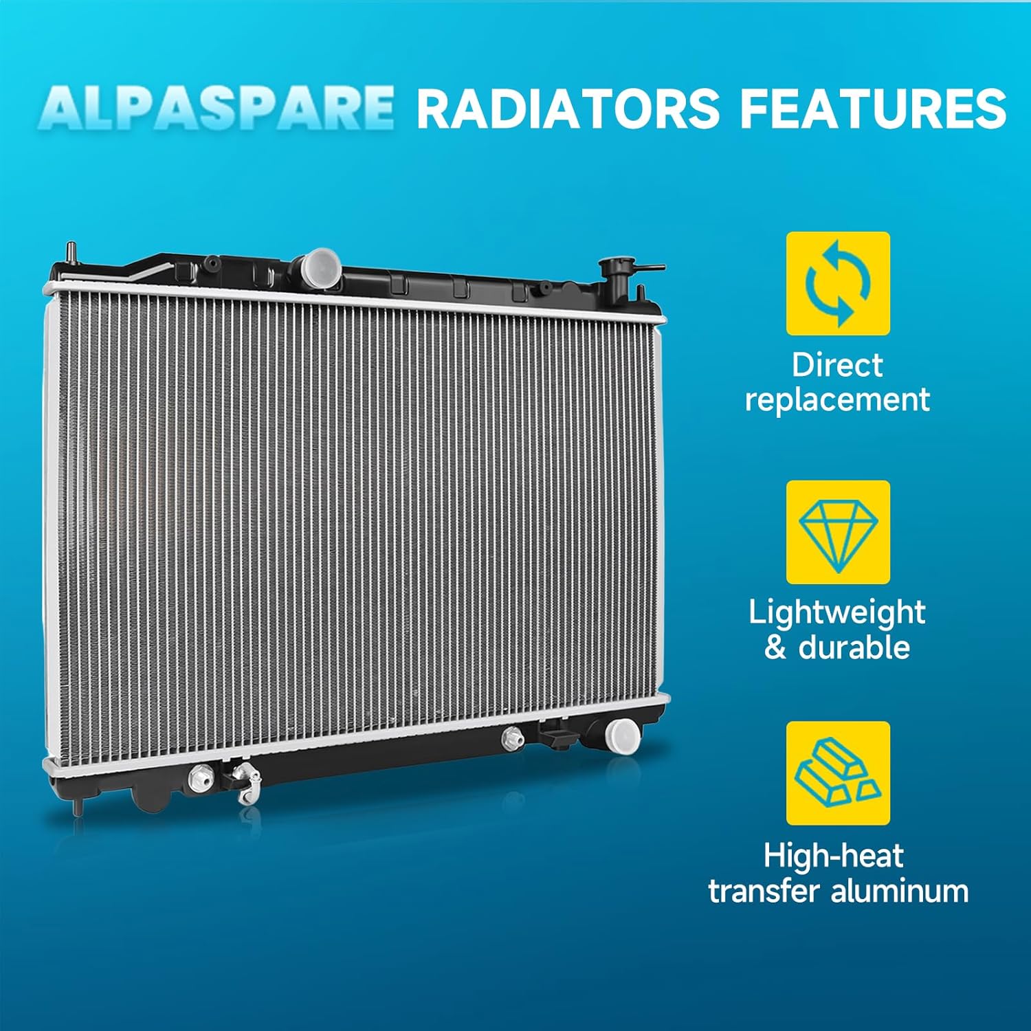 Engine Coolant Radiator fit for Honda Accord 2003 2004 2005 2006 2007 2.4L,16mm Core Thickness, 16mm Core Thickness,#CU2797